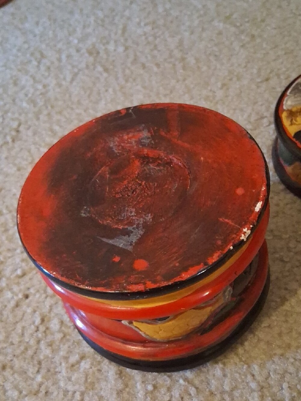 Hand-Painted Round Decorative Trinket Box - Vintage - Picture 4 of 8